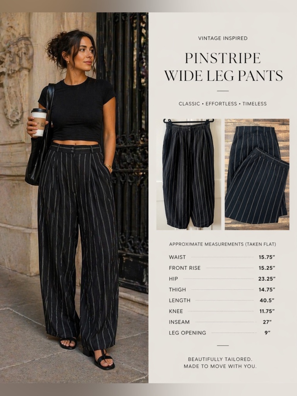 Harve Benard Vintage 90s Pinstripe Linen Blend High Rise Pants Black Sz 16